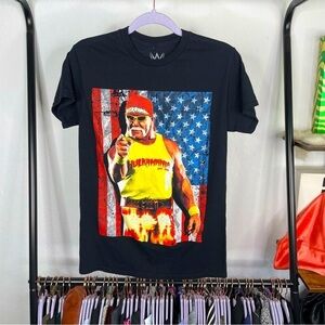 WWE Black Tee with Red and Yellow Graphic